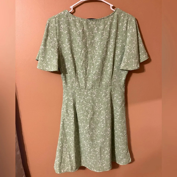 Zara Lime Green Mini Tie Front Dress - Picture 5 of 7